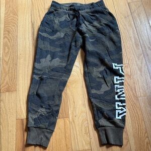 Victoria's Secret Kids Camo Joggers with Side Logo - Olive & Black